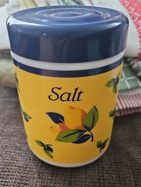 Vintage Cerve White With Yellow Fruit Salt Kitchen Storage Jar